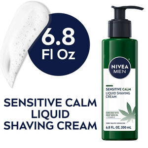 NIVEA MEN Sensitive HEMP Calm Liquid Shaving Cream 6.8 Fl Oz Pump Bottle
